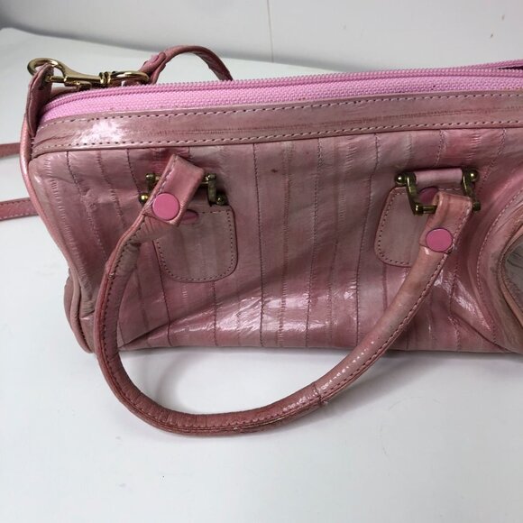 VINTAGE Pink Leather Mini Shoulder Bag Satchel - Picture 3 of 7